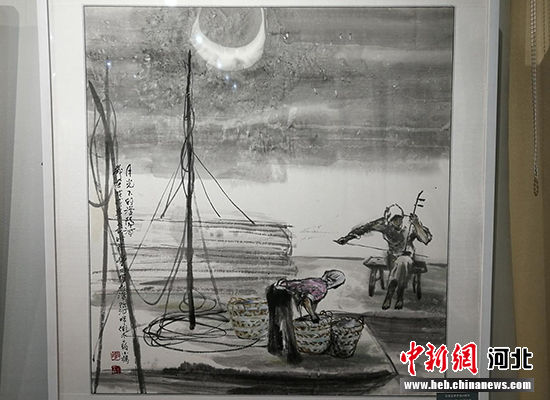 李丰田作品“月光下的滏阳河”。 王鹏 摄