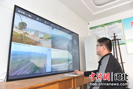 合作社技术人员正在通过监控查看农作物长势。 倪志浩