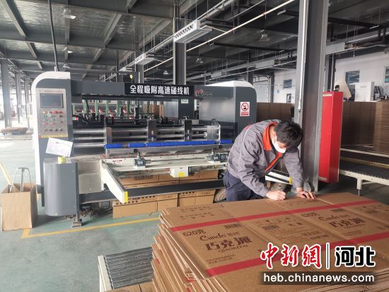 图为工人在沧县一家印刷企业印刷无塑包装纸箱。 常玉华