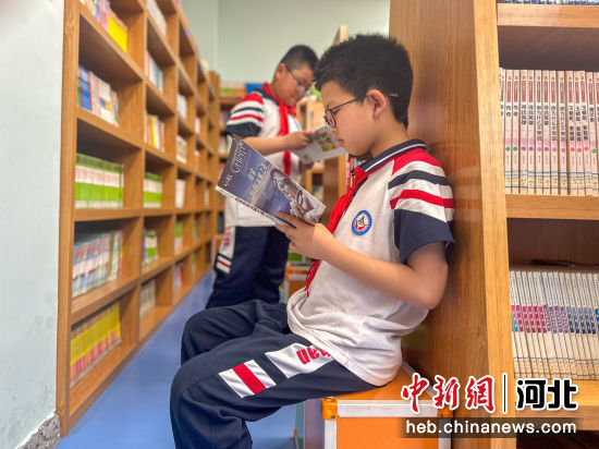 图为邯山区光明小学学生在学校图书馆阅读。李昊 摄