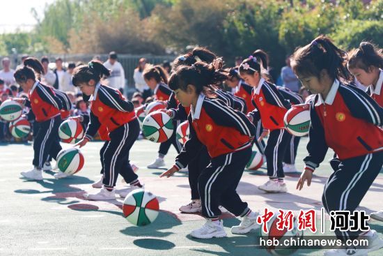 图为孟村第一幼儿园运动会“趣味篮球”项目。杨洋 摄